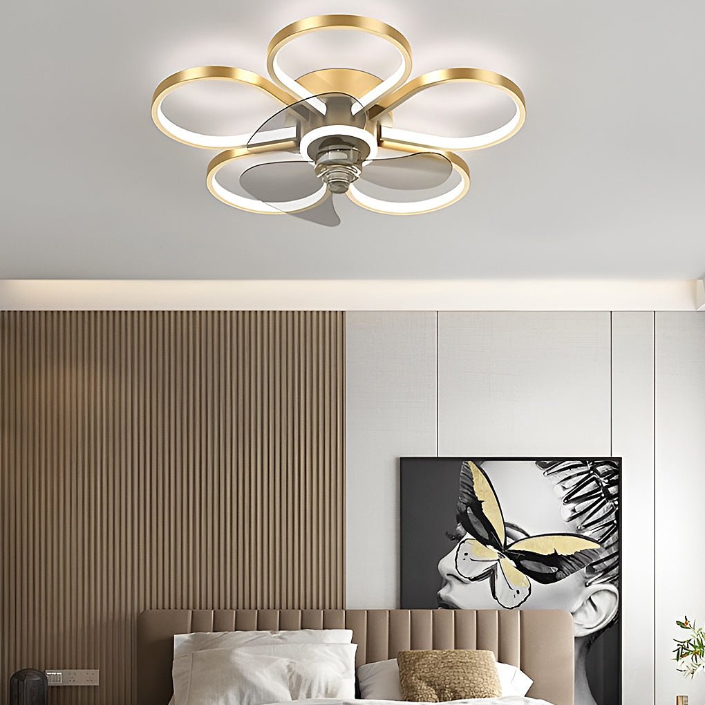 Nordic Flower Ceiling Fan Light LED Flush Mount Ceiling Fan Lamp