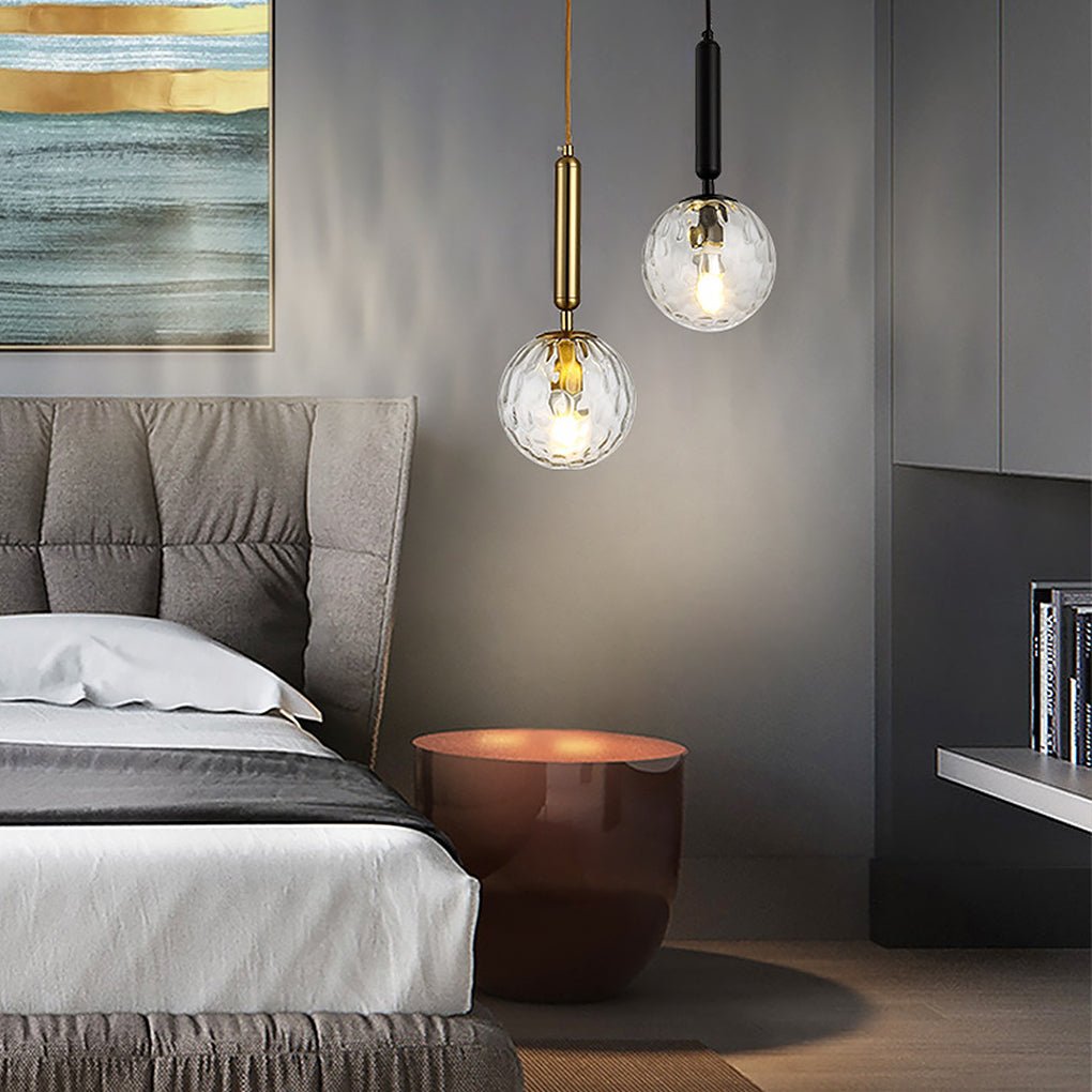 Nordic Minimalist Water Pattern Glass LED Pendant Light for Bedroom Bedside Bar