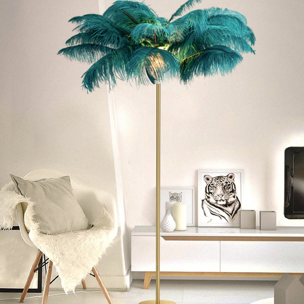 30 Inch Statement Ostrich Feather Decorative Accent Floor Lamp