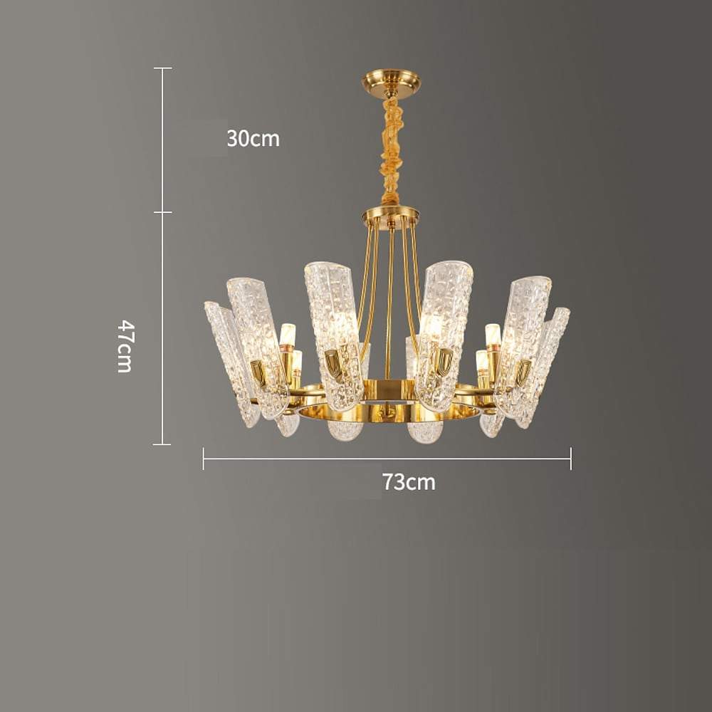 8-light LED Electroplated Metal Glass Gold Classic Chandelier Pendant Lighting