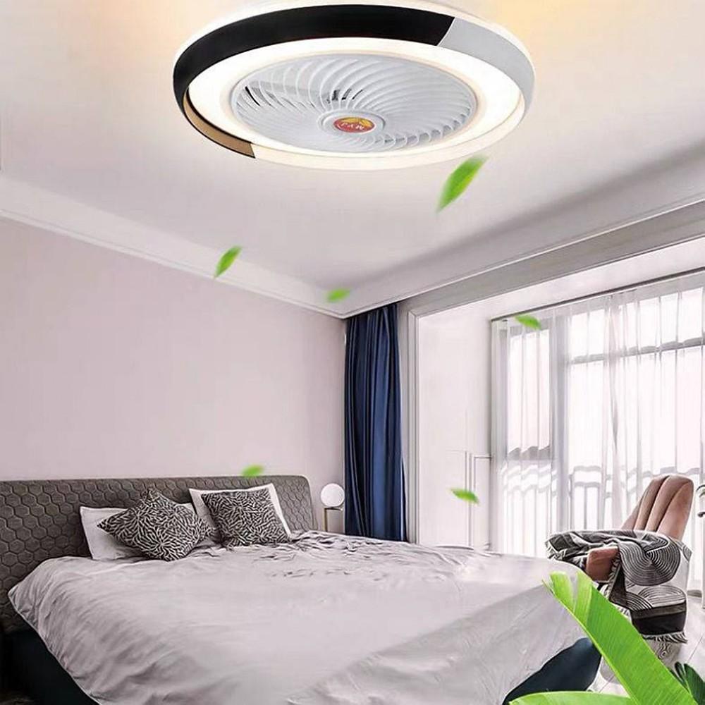 White Flush Mount Bladeless Fan Ceiling with LED Light