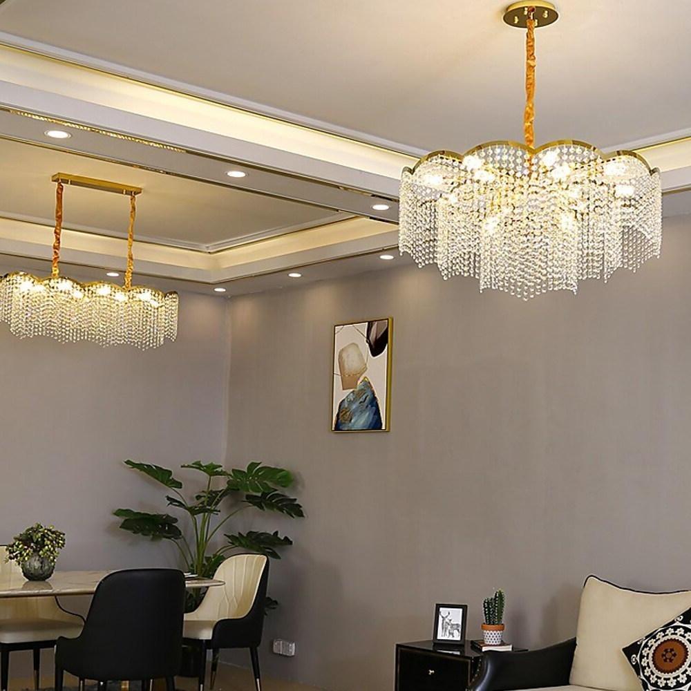 Lantern Design Electroplated Crystal Metal LED Modern Chandeliers