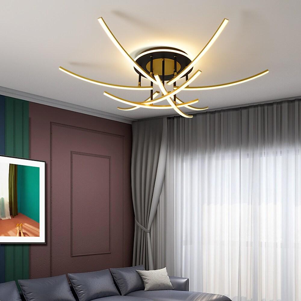 Curved Linear Dimmable LED Artistic Nordic Ceiling Lights Flush Mount Lighting