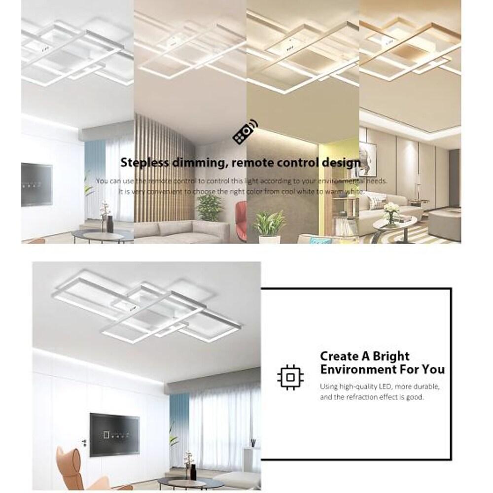 Multi Rectangle Large Flush Mount Ceiling Light with 3 Integrated Tiered Lights