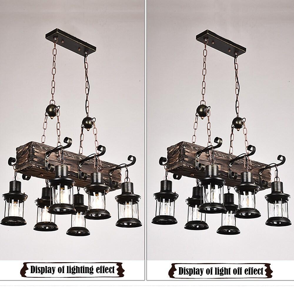 6 Lantern Farmhouse Chandelier Wood Chandeliers Ceiling Light