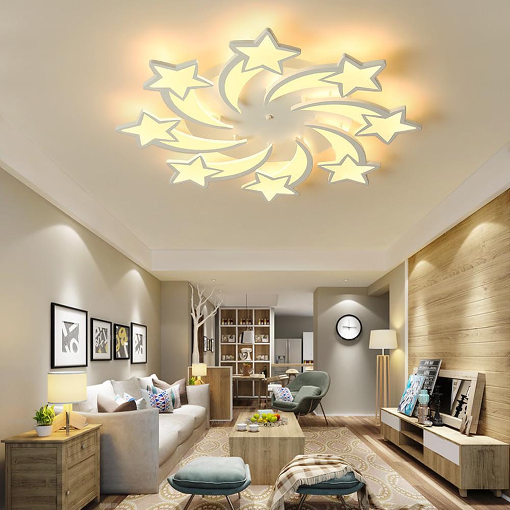 Celestial Shooting Stars Flush Mount Ceiling Light- LED, Dimmable, White, 5 to 15 Star Lights