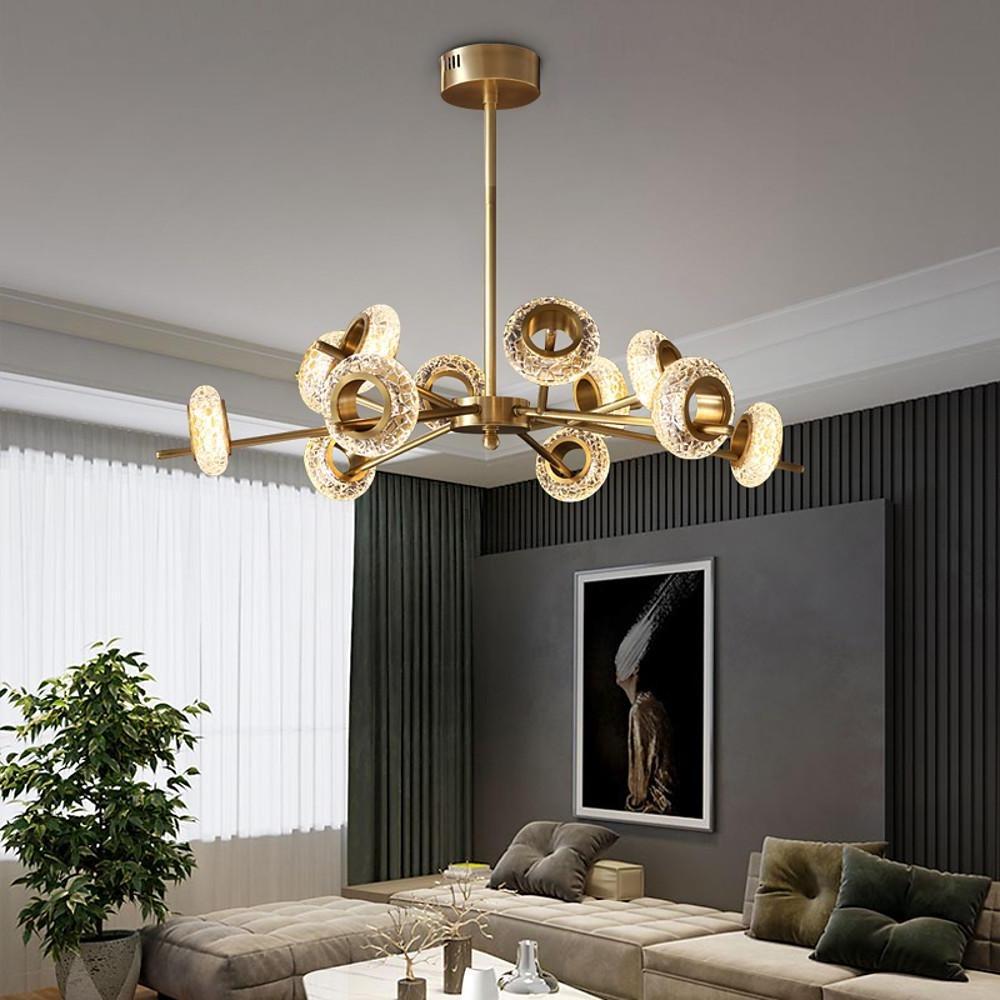 Unique Design Modern Brass Chandelier Copper Glass Island Ceiling Light