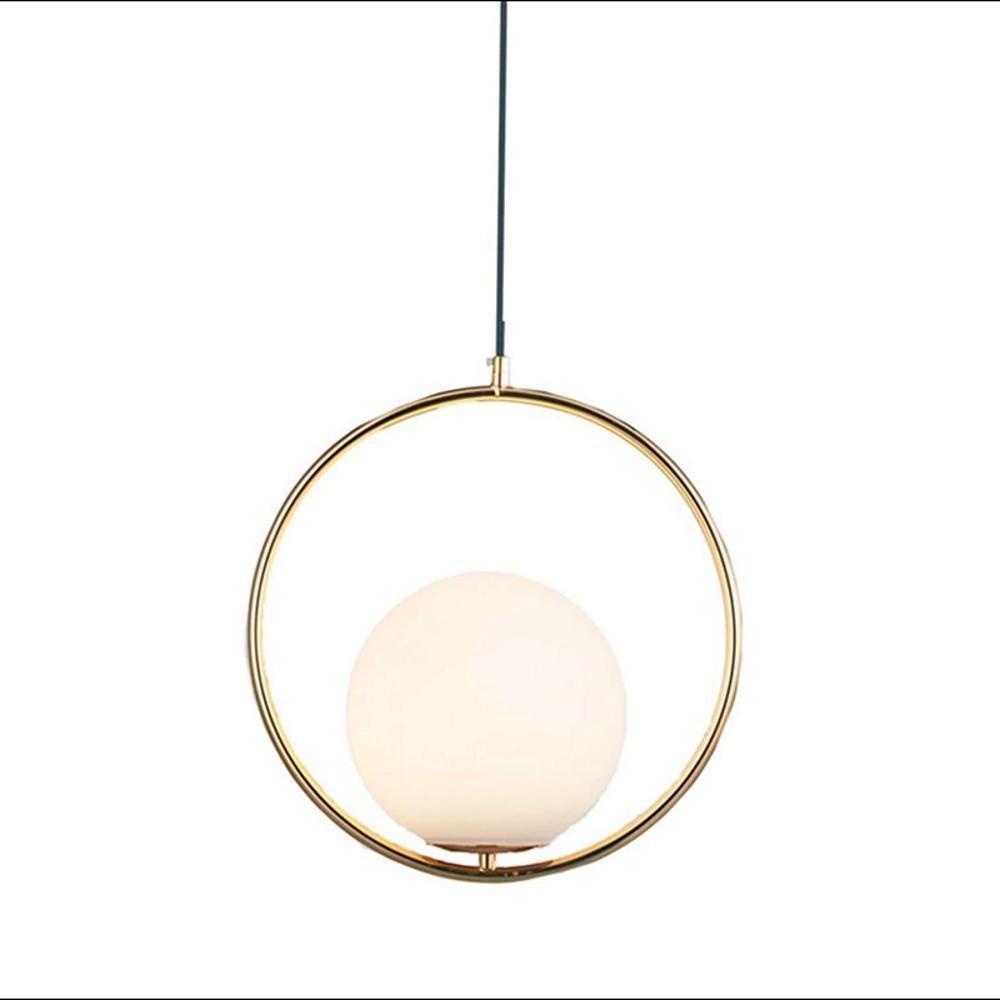 Electroplated Circle Glass Globe LED Nordic Pendant Lighting Hanging Lamp