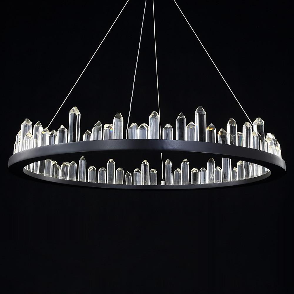 Circular Metal Crystal LED Adjustable Modern Pendant Lighting Chandelier