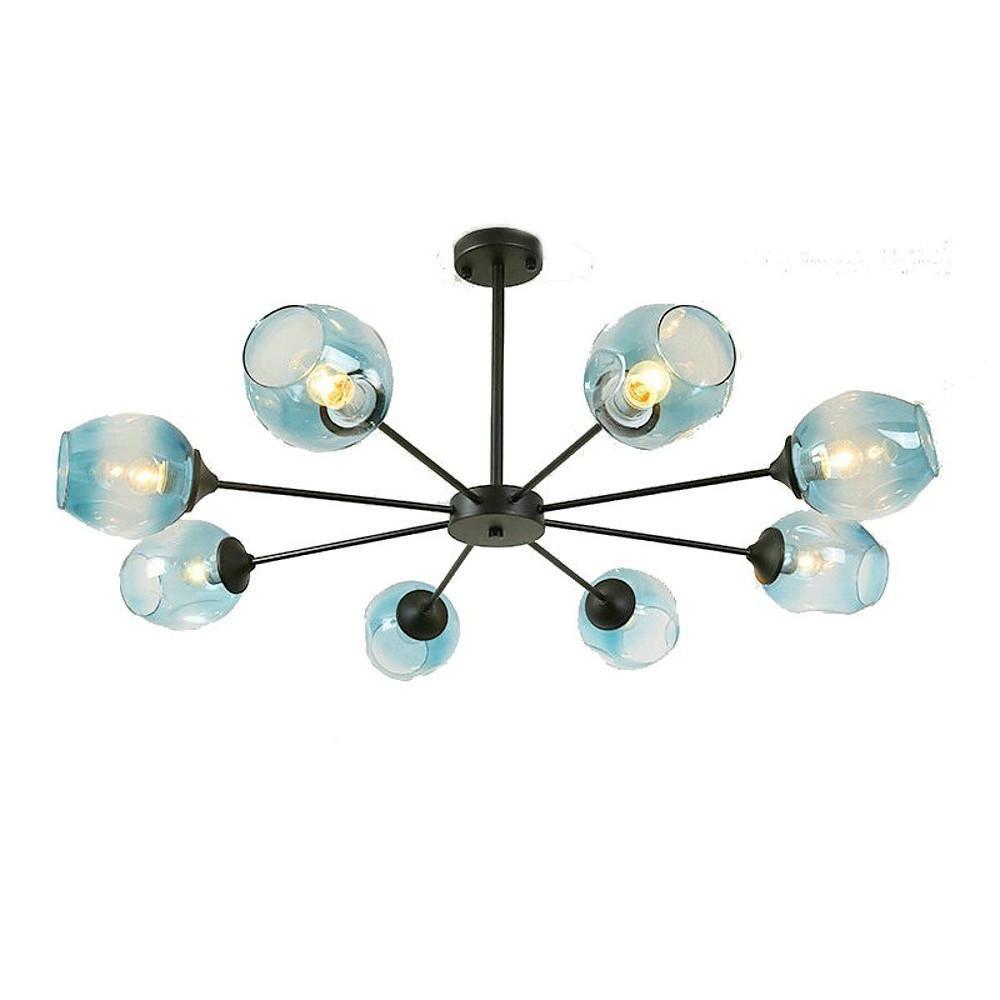 Classic Sputnik Chandelier Metal See Glass Chandeliers with 8 LED Lights