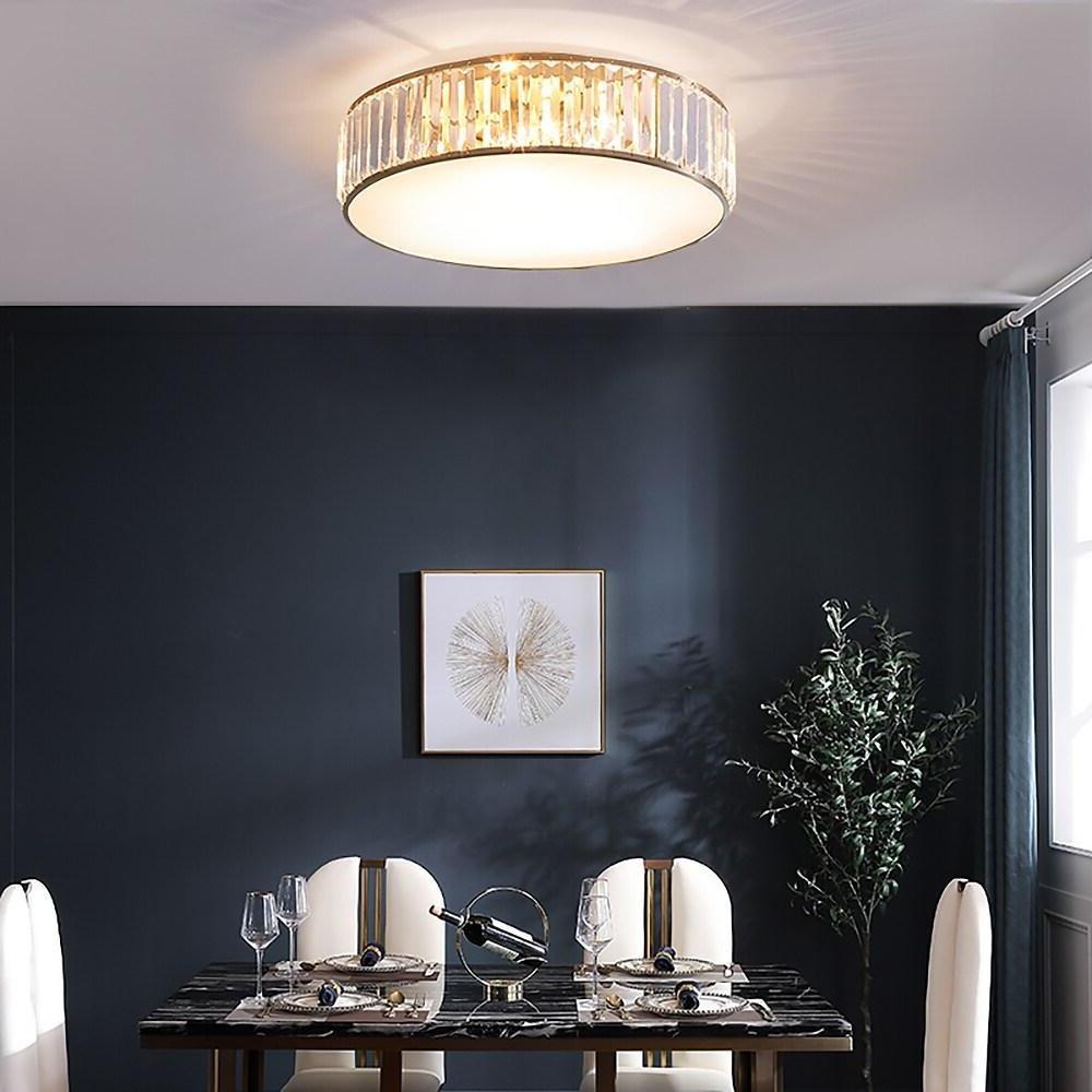 Drum-shaped LED Crystal Nordic Ceiling Lights Flush Mount Lighting