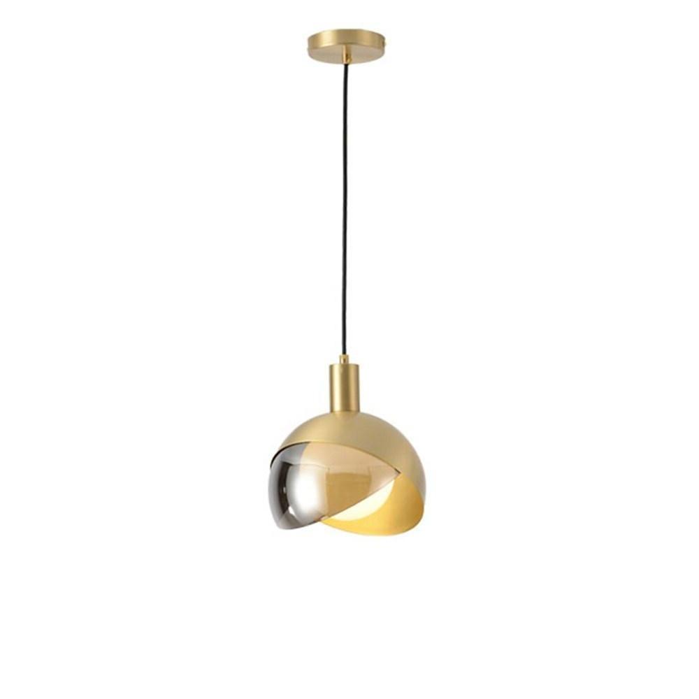 Dual-Colored Semi Globe Metal Glass Pendant Light Industrial Style Pendant Lighting for Office & Dining Room