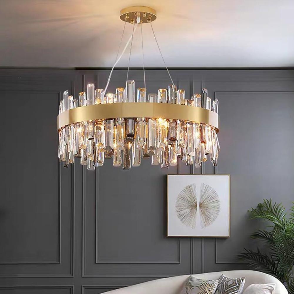 8 Light Modern Crystal Chandelier Industrial Brass Chandelier