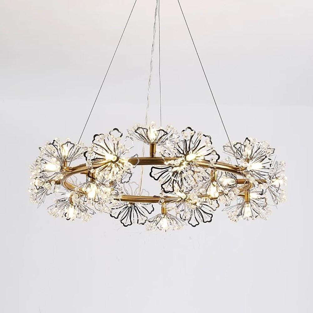 Circle Flower Design Electroplated Metal Crystal Classic Chandeliers