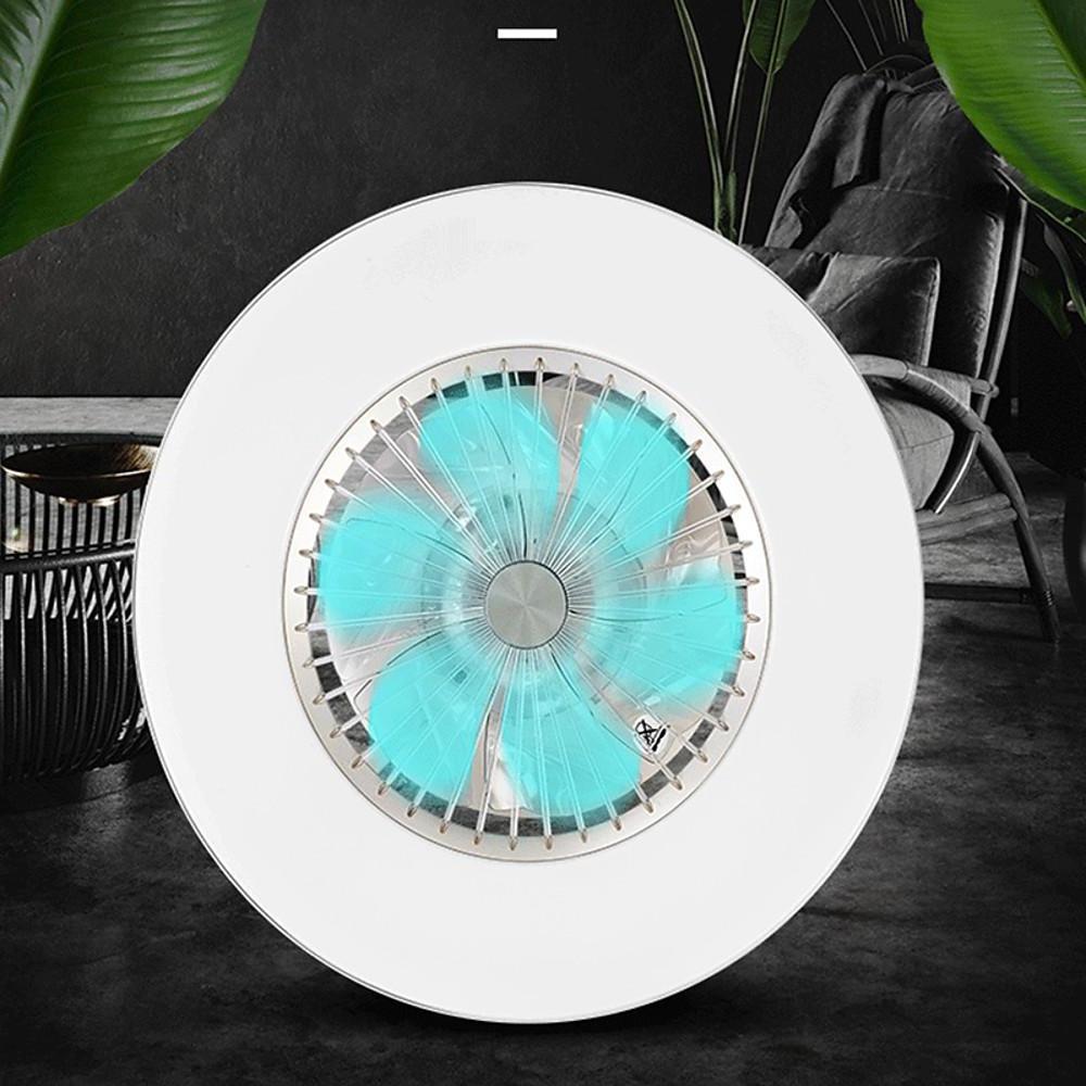 Circular Dimmable Flush Mount Bladeless Ceiling Fan with Light and Remote