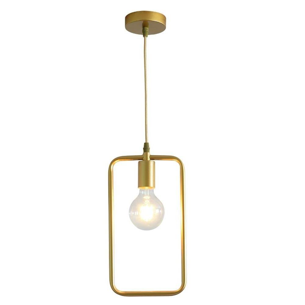 Metal Black and Gold Pendant Light Rounded Square Pendant Lighting