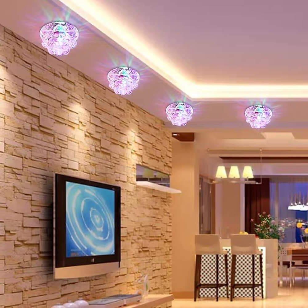 Electroplated Glass Flower Design LED Multi Color Modern Ceiling Lights