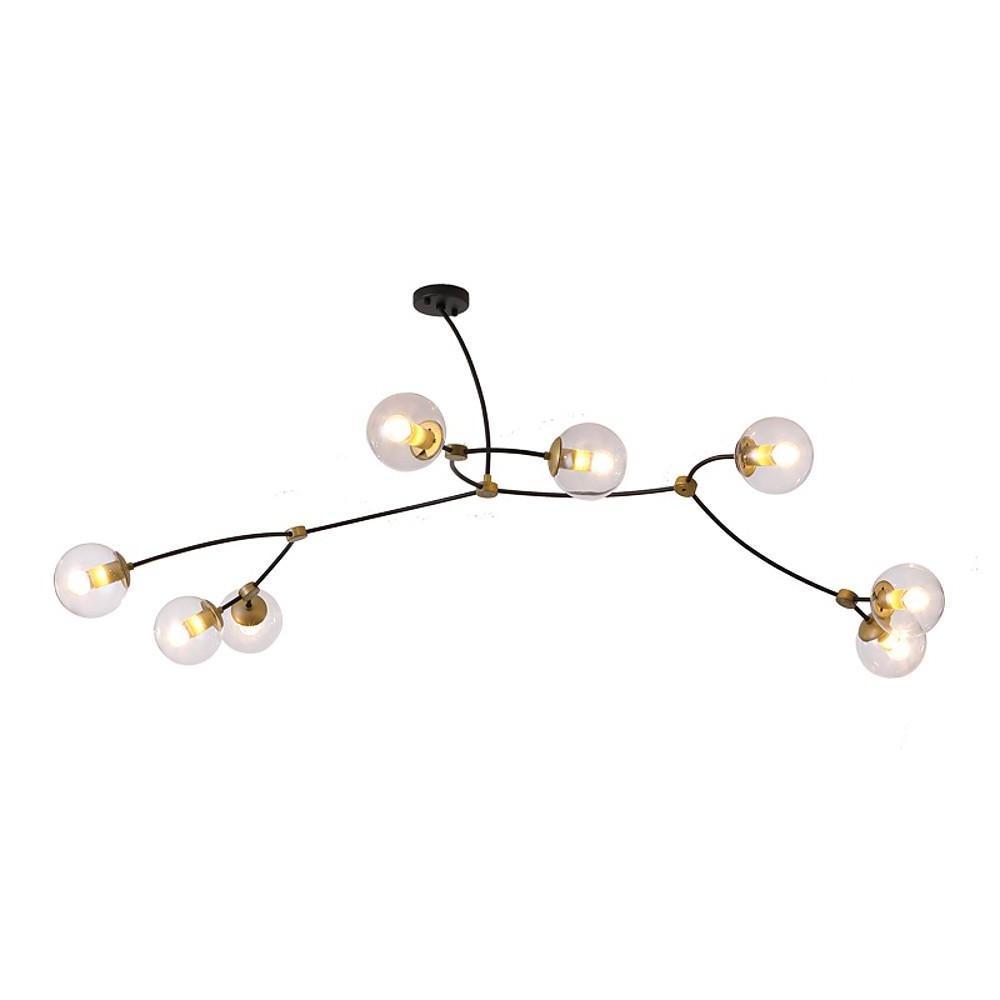 Modern 8-Light LED Chandelier with Electroplated Metal and Glass Globes