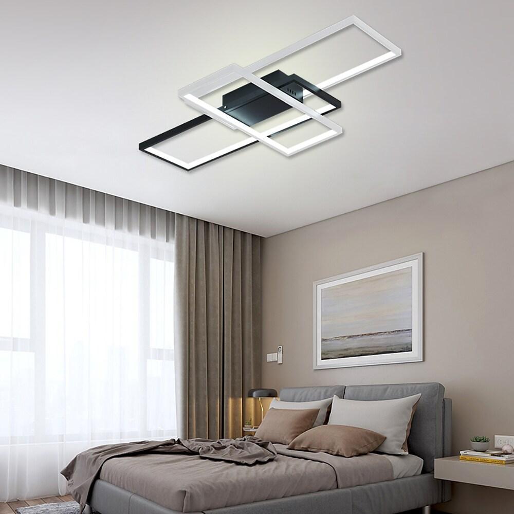 Multi Rectangle Large Flush Mount Ceiling Light with 3 Integrated Tiered Lights