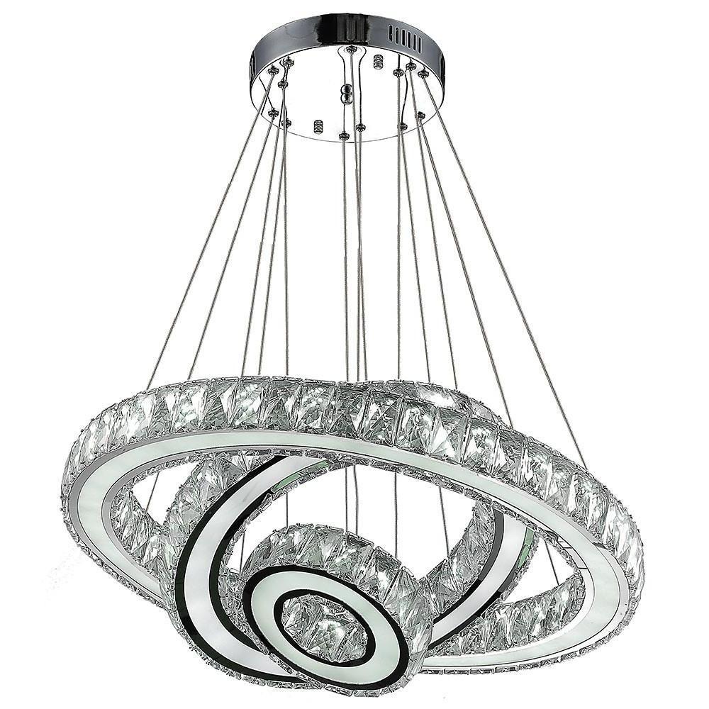 Contemporary 3 Ring Pendant Electroplated Crystal Chandeliers