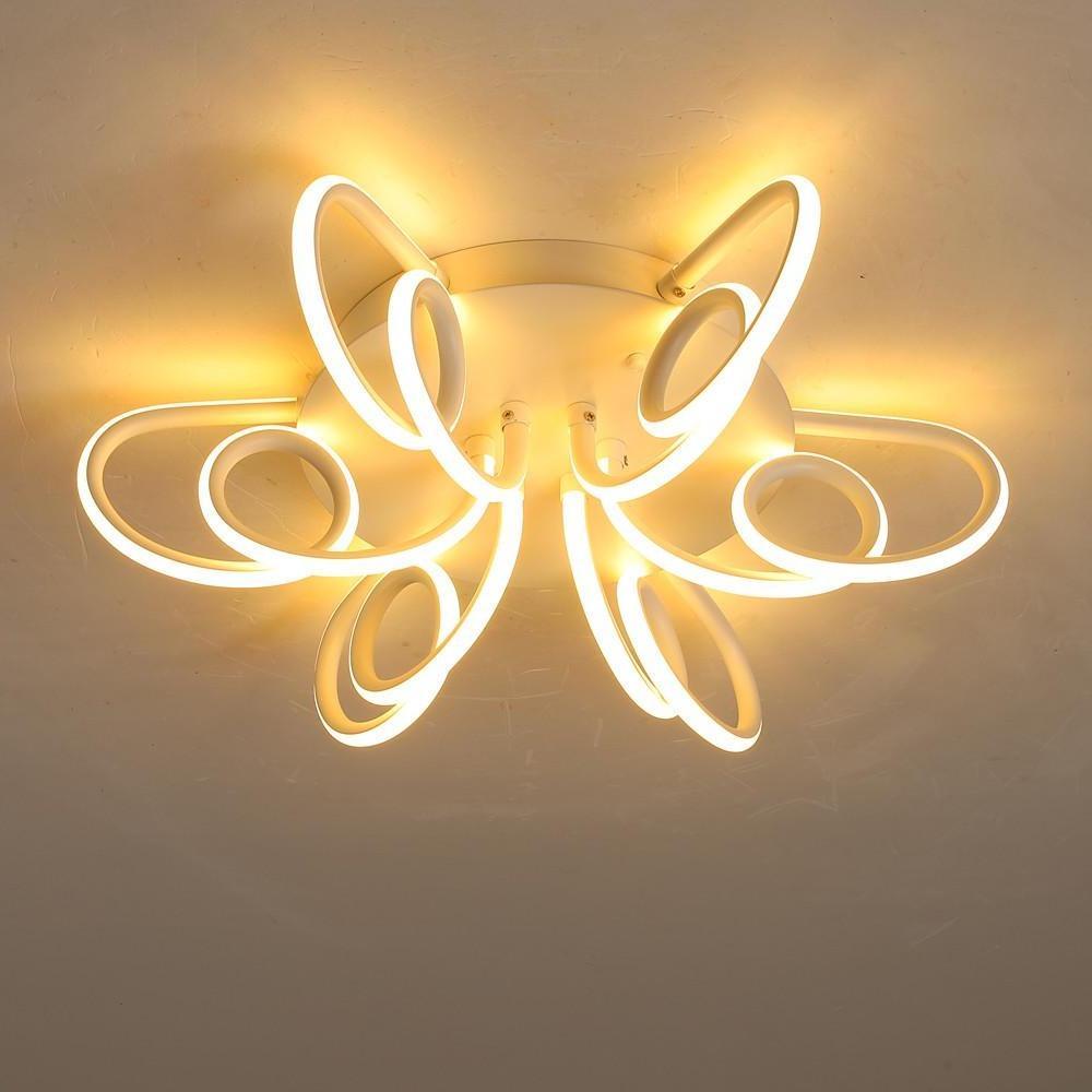 Modern Chrysanthemum Flower Shaped Metal Silica Gel Flush Mount Ceiling Light for Bedroom