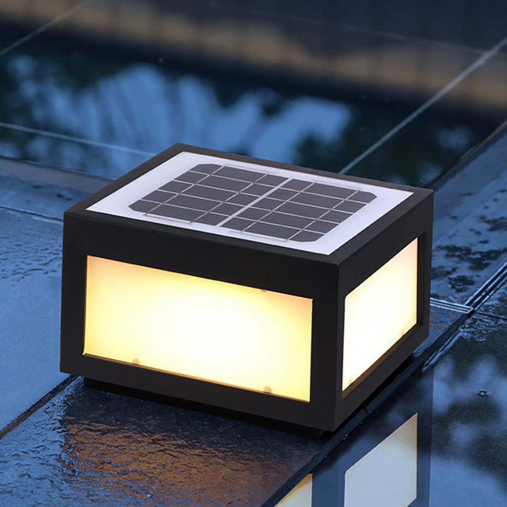 Black Square Cube Outdoor Post LED Pier Mount Light