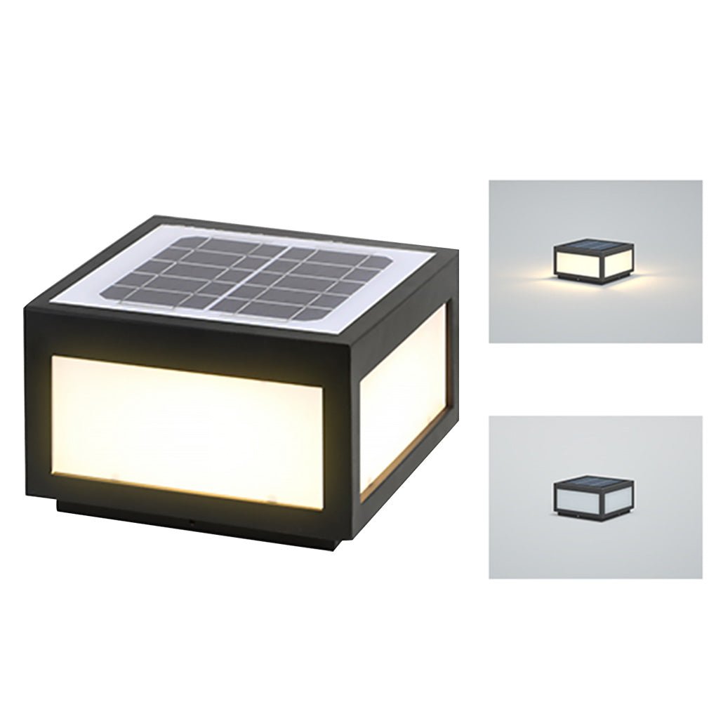 Black Square Cube Outdoor Post LED Pier Mount Light