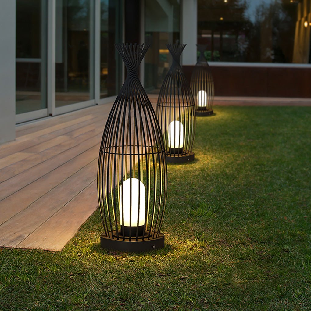 Industrial Courtyard Waterproof Caged LED Floor Lamp