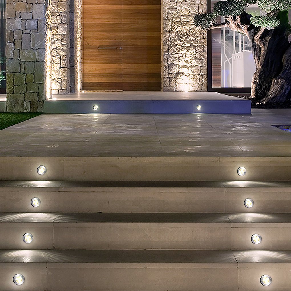 Poolside Deck Waterproof LED Chrome Recessed Well Step Lights Garden Lawn Inset Lighting