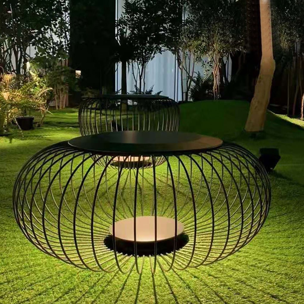 Outdoor Waterproof Cage Shape Stool Table Lamp LED Landscape Lighting Courtyard Lamp