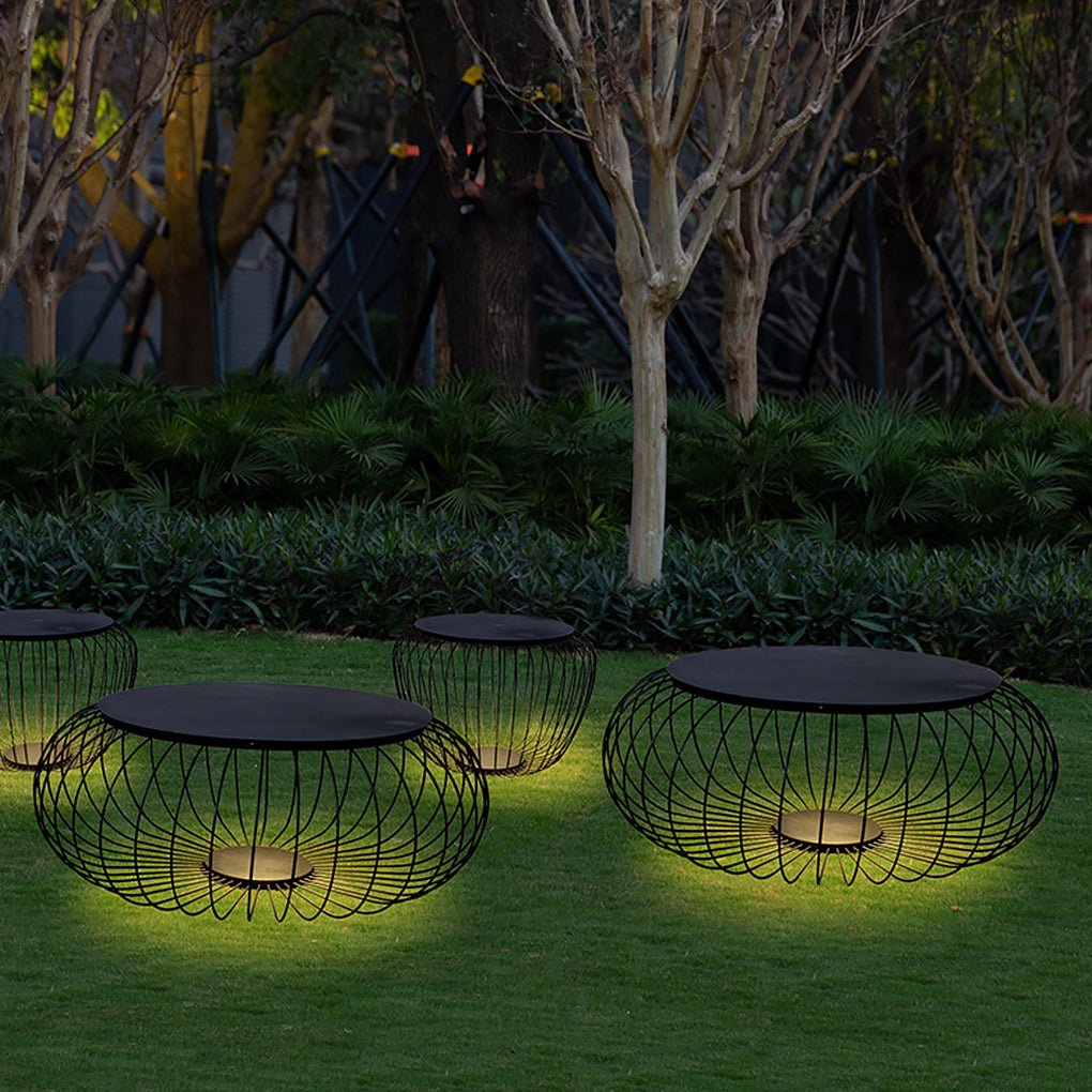 Outdoor Waterproof Cage Shape Stool Table Lamp LED Landscape Lighting Courtyard Lamp