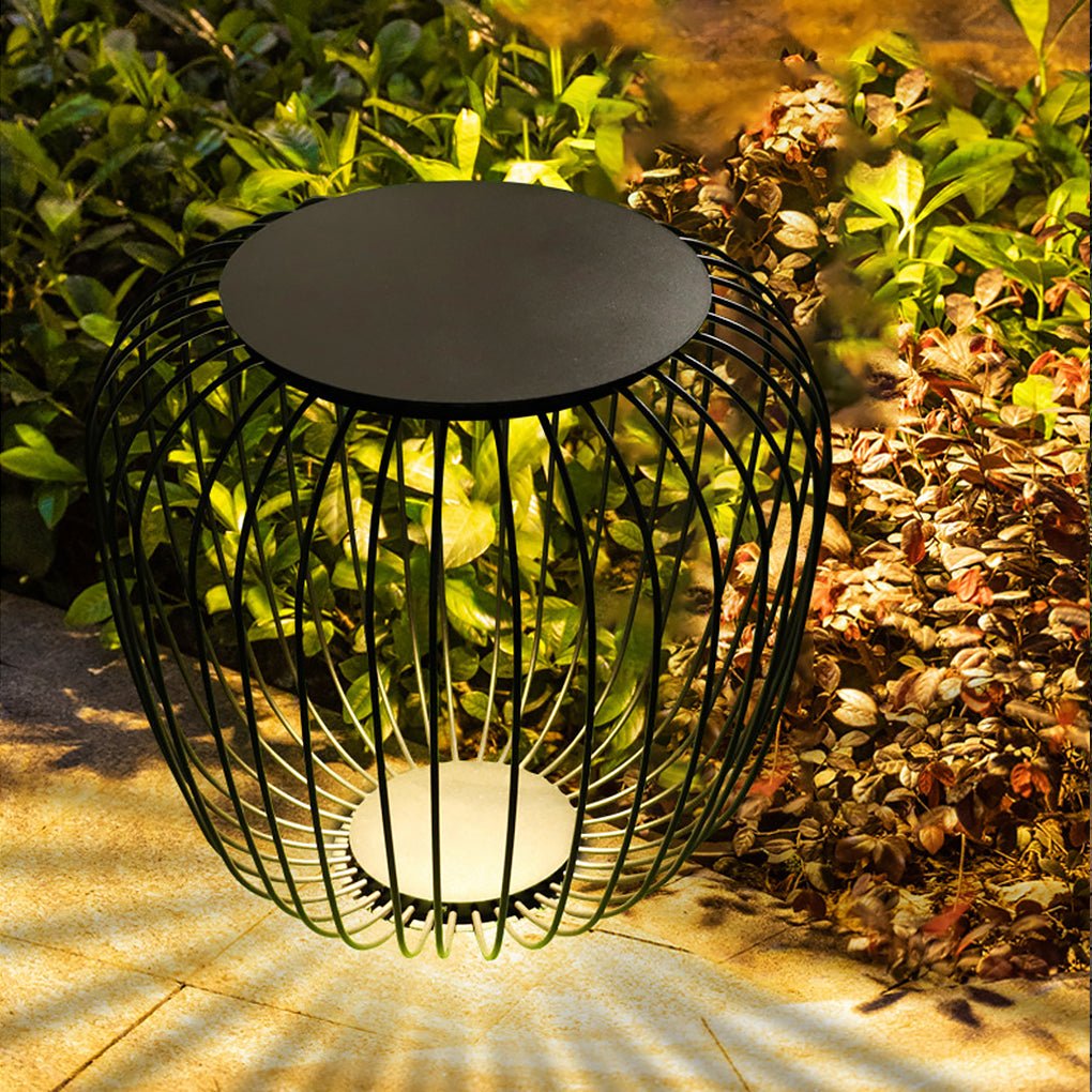 Outdoor Waterproof Cage Shape Stool Table Lamp LED Landscape Lighting Courtyard Lamp