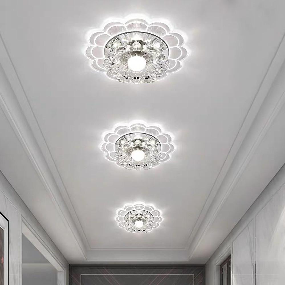 Flower Effect Entryway Lighting Crystal Metal LED Flush Mount Ceiling Light for Baby Kids