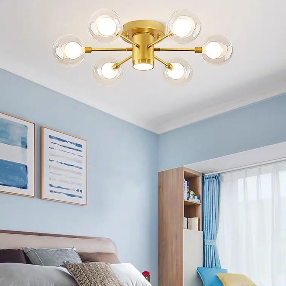 Globe Metal Glass Industrial LED Flush Mount Ceiling Lights for Bedroom