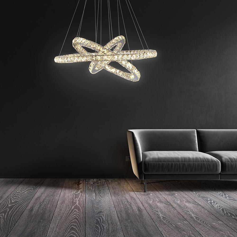 Interwoven Geometrical Circle Crystal Chandeliers for Living Room