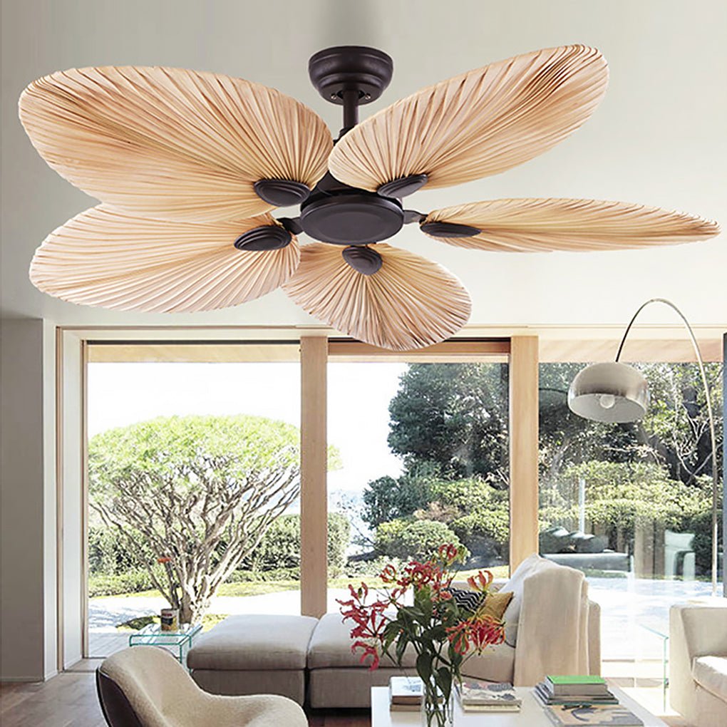 Palm Leaf Inverter Timed Silent 52'' Flush Mount Ceiling Fan Modern Fans