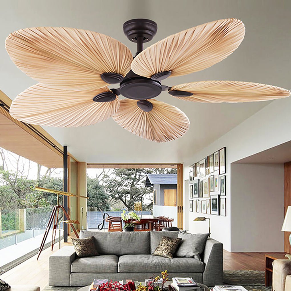 Palm Leaf Inverter Timed Silent 52'' Flush Mount Ceiling Fan Modern Fans