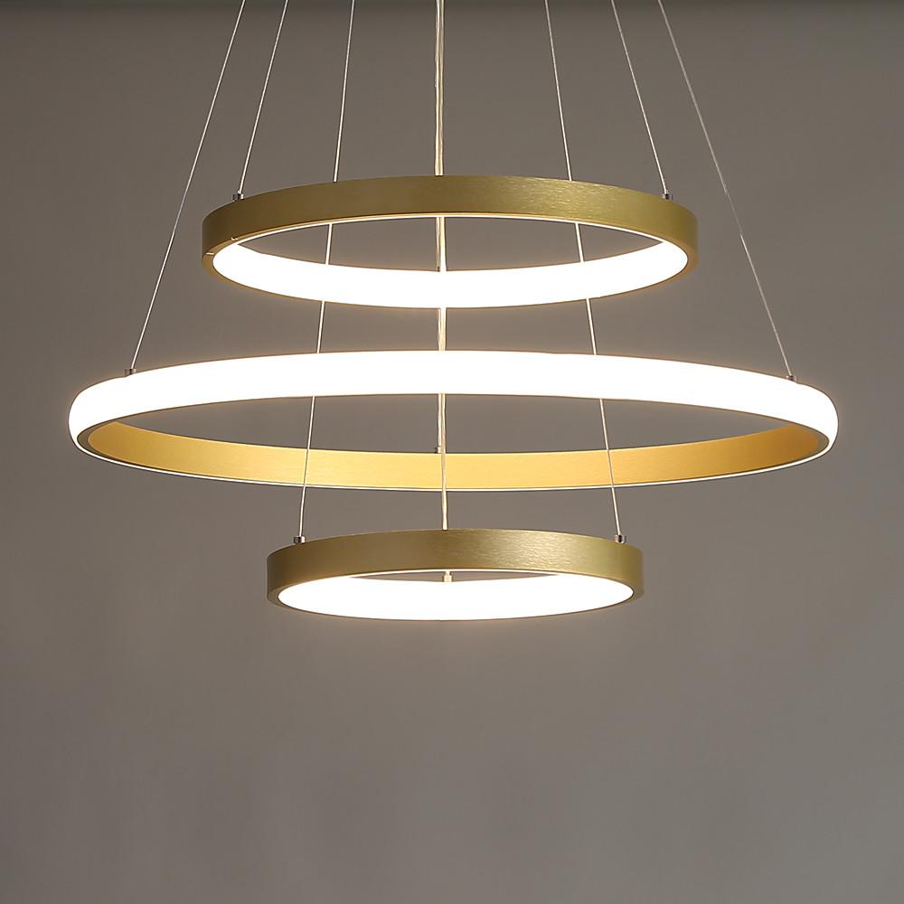 3-ring Dimmable Contemporary Gold LED Chandelier Light Dining Room Chandeliers Lamp