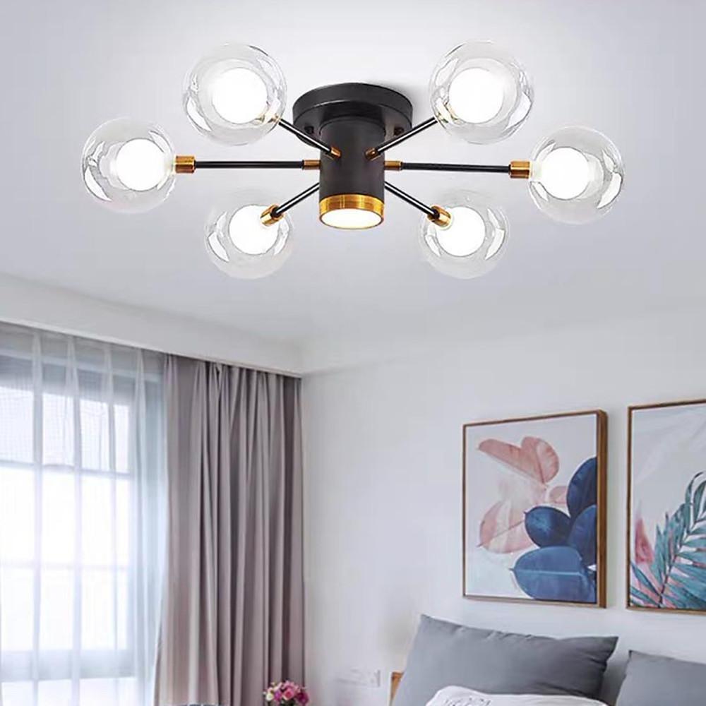 Globe Metal Glass Industrial LED Flush Mount Ceiling Lights for Bedroom