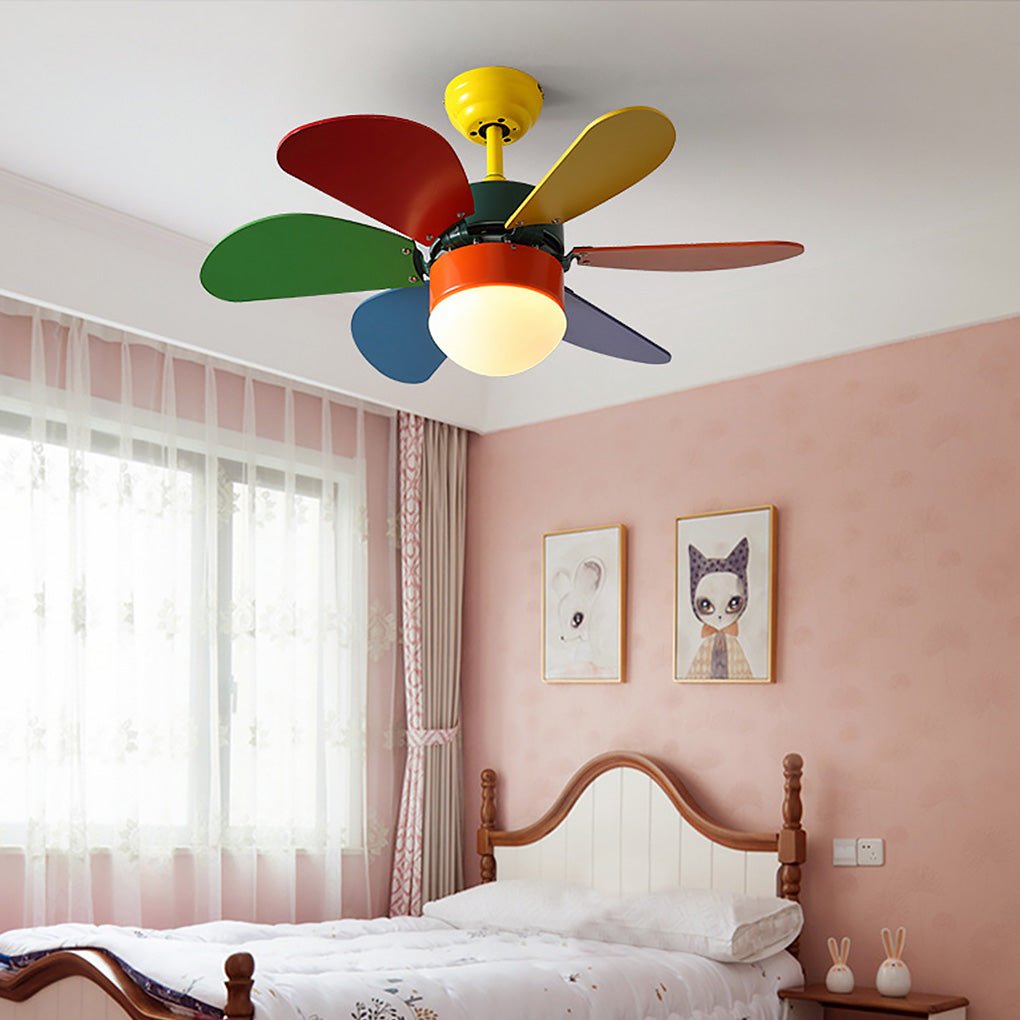 Personality Creative Mini Children's Room Double Control Ceiling Fan Lamp