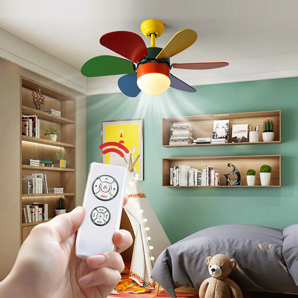 Personality Creative Mini Children's Room Double Control Ceiling Fan Lamp