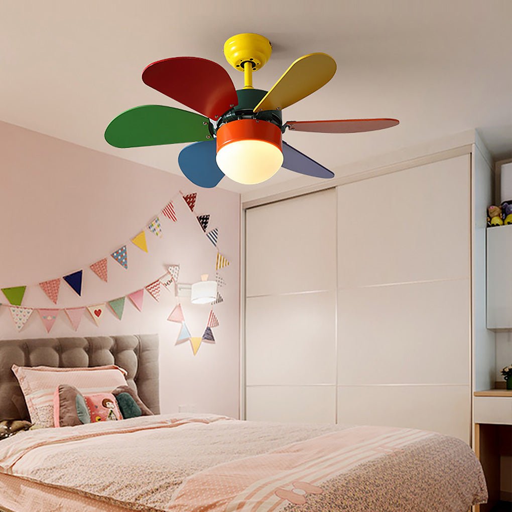 Personality Creative Mini Children's Room Double Control Ceiling Fan Lamp