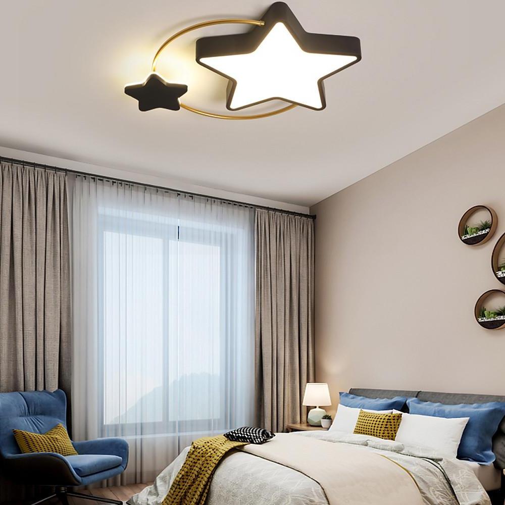 2 Star Shapes Flush Mount Ceiling Light LED Classic Dimmable Baby Kids Lights for Bedroom