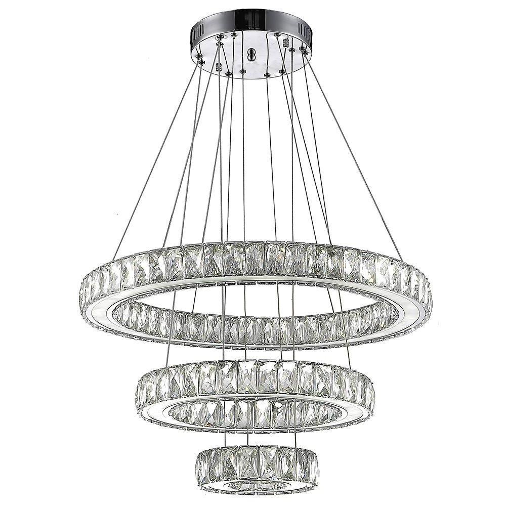 Contemporary 3 Ring Pendant Electroplated Crystal Chandeliers