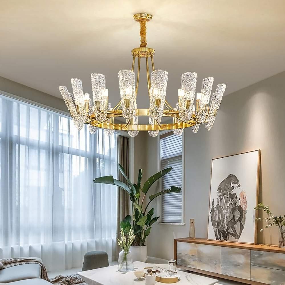 8-light LED Electroplated Metal Glass Gold Classic Chandelier Pendant Lighting