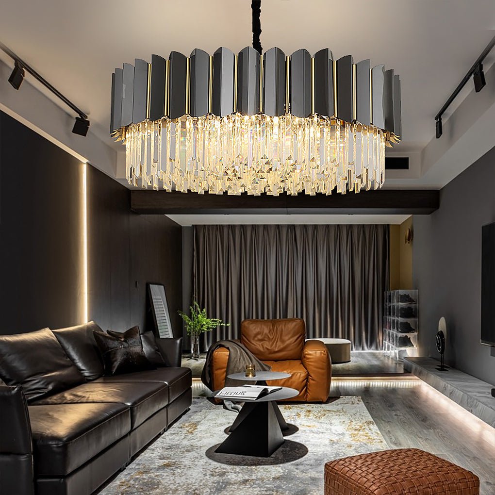 Postmodern Personality Three-color LED Home Living Room Crystal Chandelier