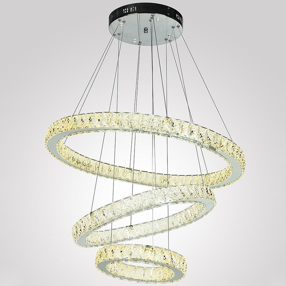 Geometrical Design Circle Chandelier Metal Crystal Ceiling Light