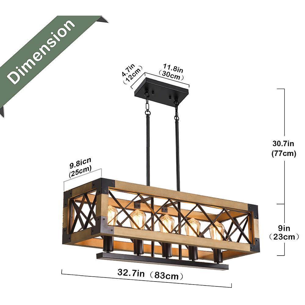 Rustic Industrial Linear Chandelier for Dining Rooms Farmhouse Rectangular/Square Light Fixture