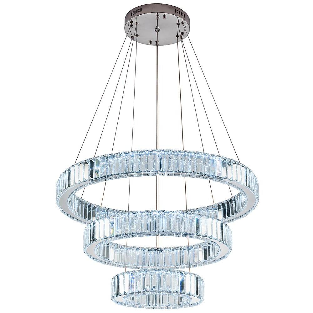 Chrome Crystal 3-Tier Pendant Light Modern Chandelier