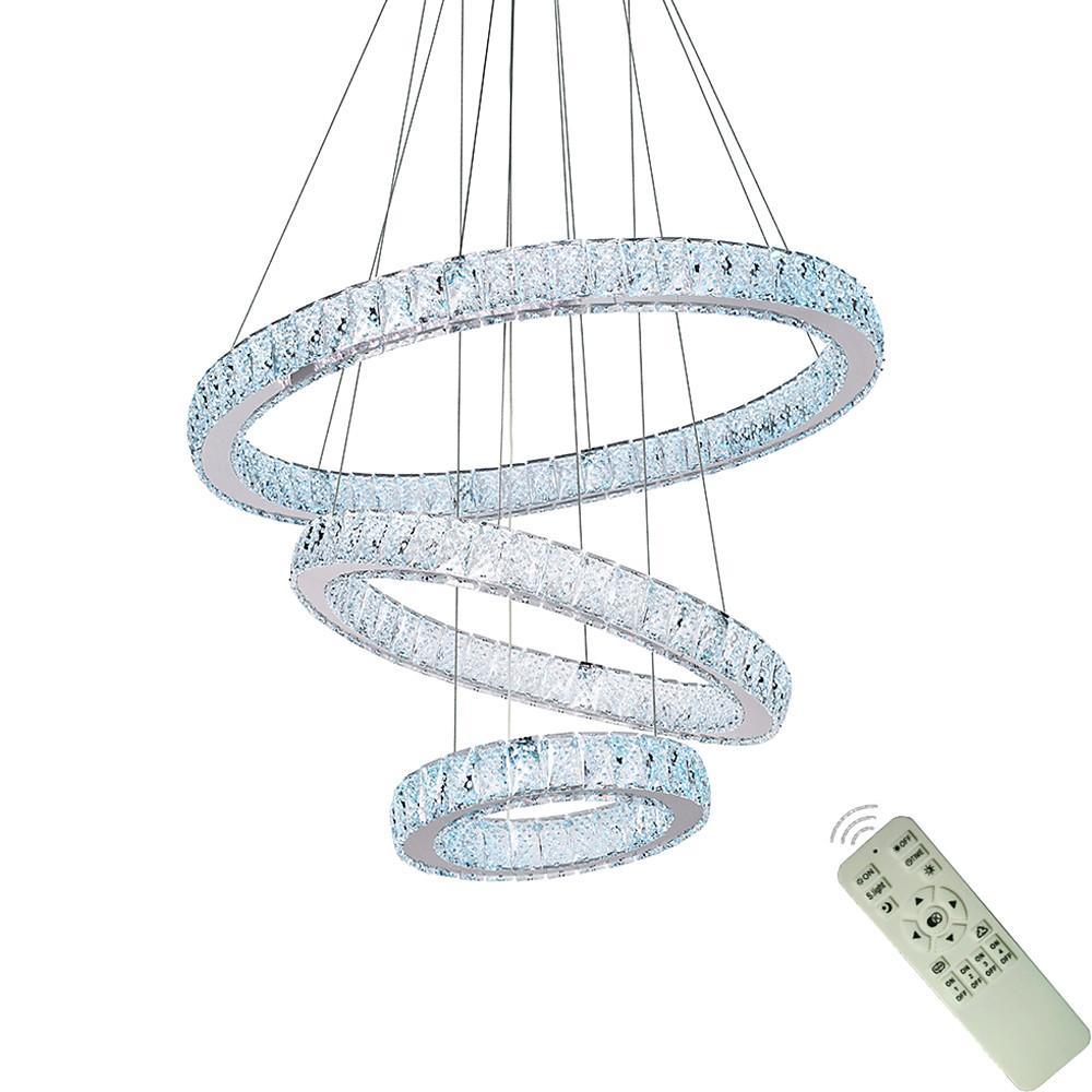 Geometrical Design Circle Chandelier Metal Crystal Ceiling Light